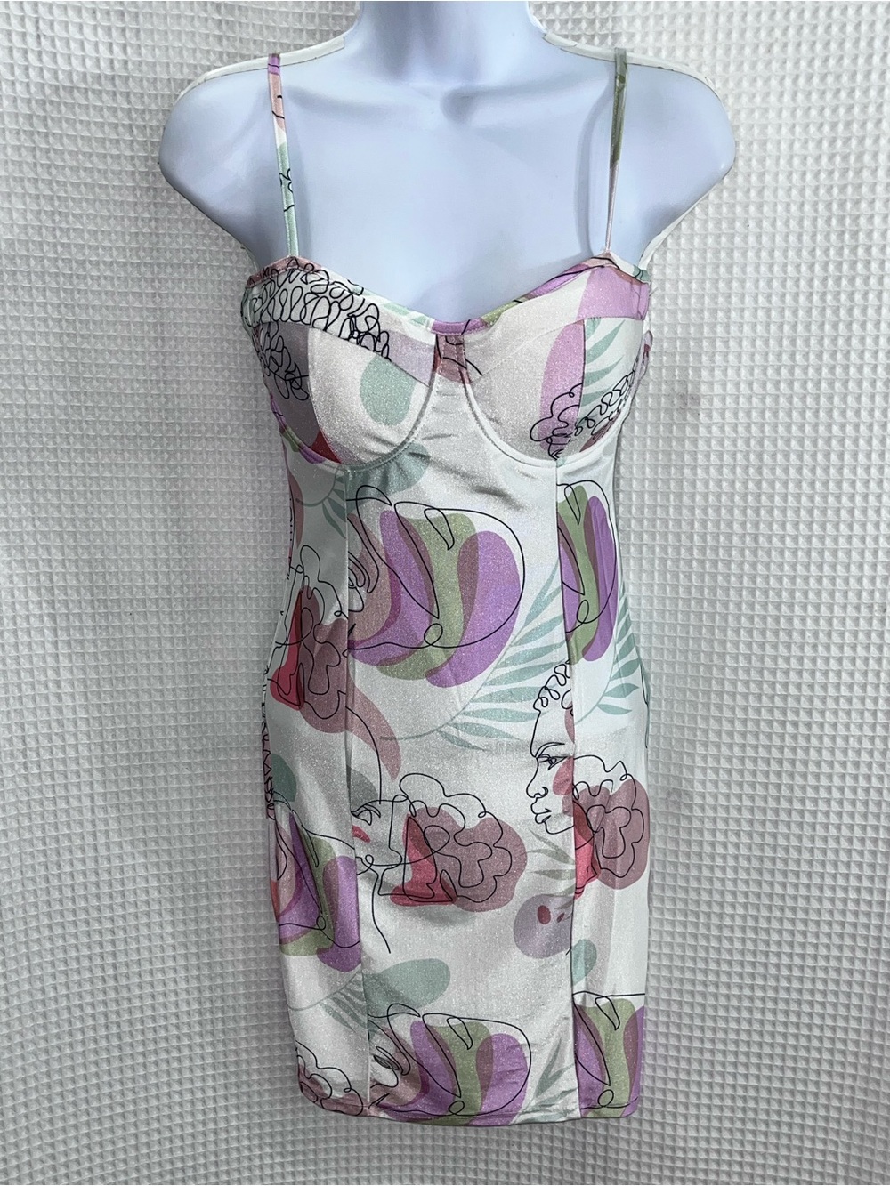 Love, Highlight Floral Abstract Satin Slip Dress size medium